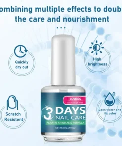 LOVILDS™ 3 Days Nail Care - Keratin Amino Acid Formula for Superior Nail Nourishment Manicure Treatment with High Brightness & Scratch Resistance