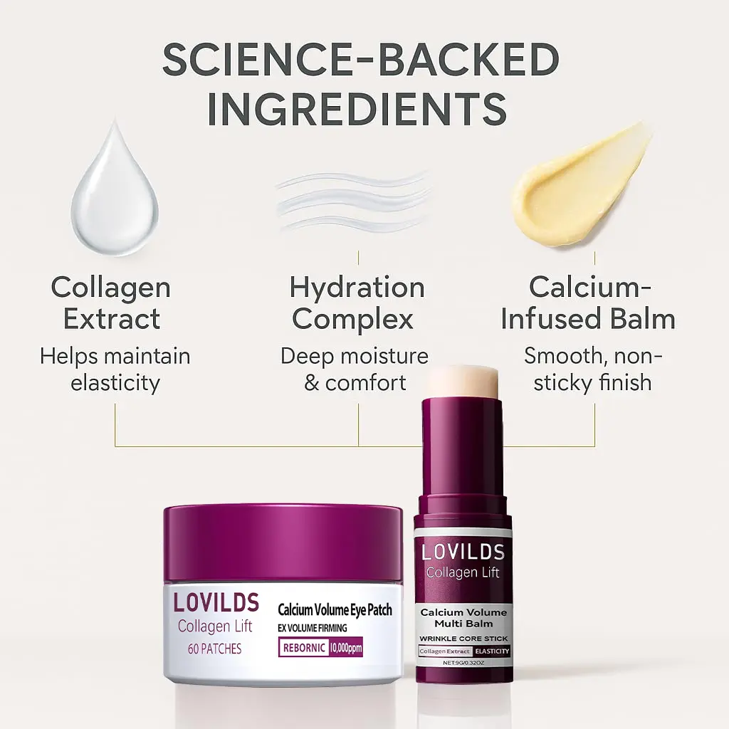 LOVILDS Collagen Lift Eye Balm Stick + Eye Patch Set