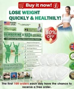 LOVILDS™ Moringa Berberine NAD 𝟏𝟎-𝐢𝐧-𝟏 𝐀𝐝𝐯𝐚𝐧𝐜𝐞𝐝 𝐍𝐚𝐧𝐨 𝐌𝐢𝐜𝐫𝐨𝐧𝐞𝐞𝐝𝐥𝐞 𝐏𝐚𝐭𝐜𝐡 𝐎𝐧𝐜𝐞 𝐃𝐚𝐢𝐥𝐲, 𝐕𝐢𝐬𝐢𝐛𝐥𝐞 𝐑𝐞𝐬𝐮𝐥𝐭𝐬 𝐢𝐧 𝟕 𝐃𝐚𝐲𝐬
