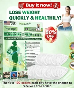 LOVILDS® MoringaBerberine NAD 10-in-1 Nano Microneedle Patch Daily, Visible Results in 7 Days For Weight, Skin, Diabetes Joint Health
