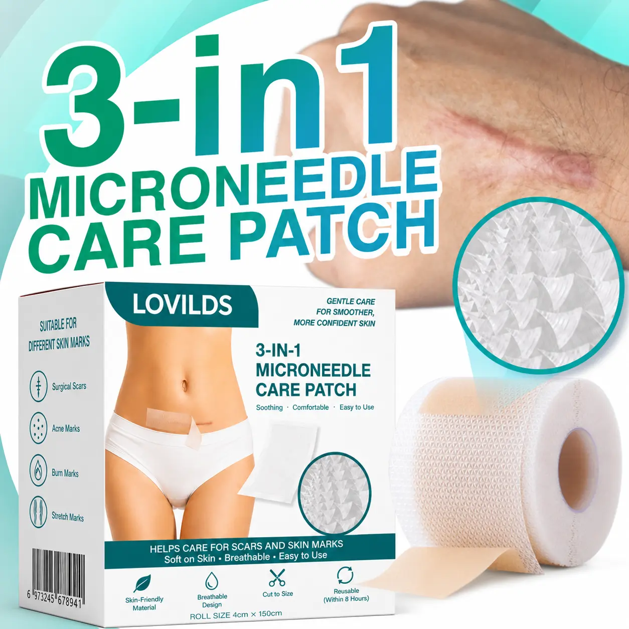 LOVILDS® 3-in-1 Scar Removal Microneedle Care Patch
