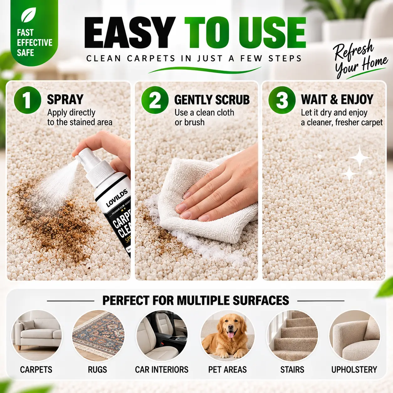LOVILDS Carpet Cleaner Spray