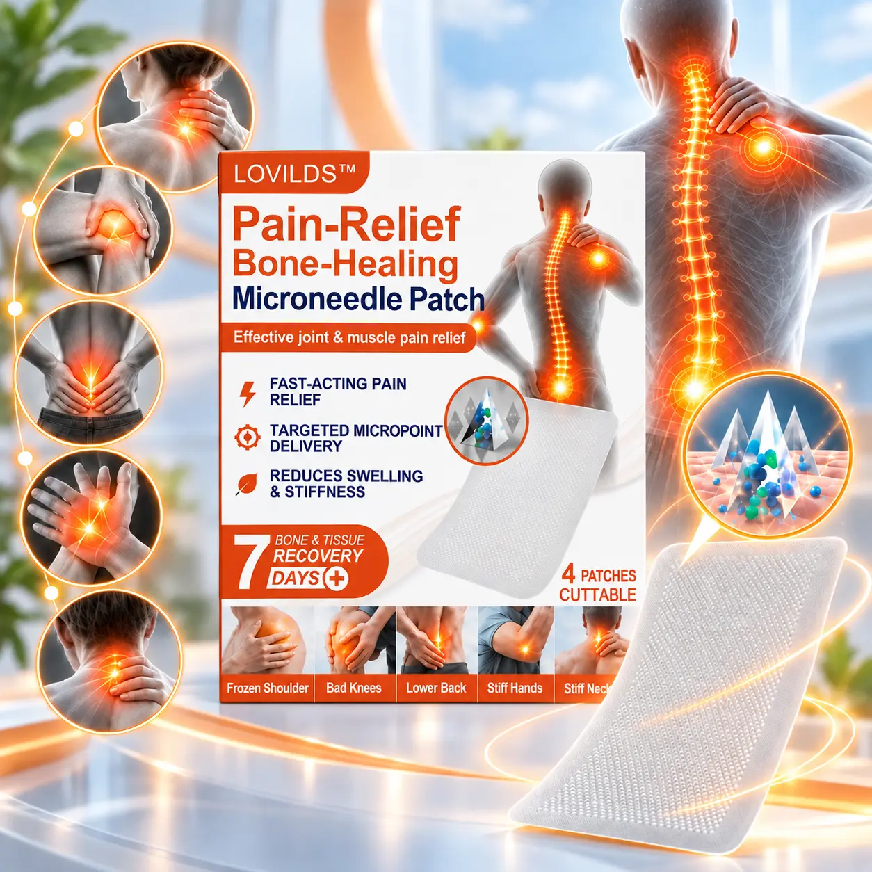 LOVILDS™ Pain-Relief Bone-Healing Microneedle Patch