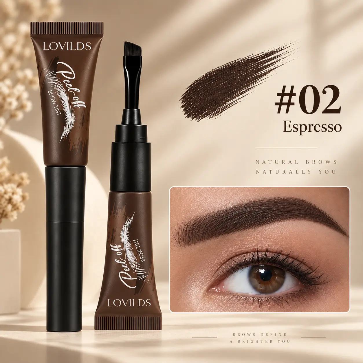 LOVILDS® Peel-Off Brow Tint – Long-Wear Waterproof Eyebrow Gel