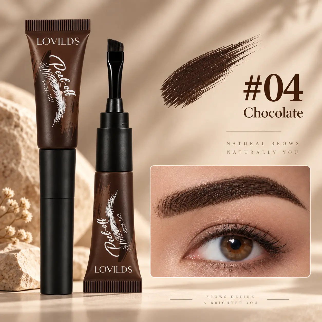 LOVILDS® Peel-Off Brow Tint – Long-Wear Waterproof Eyebrow Gel
