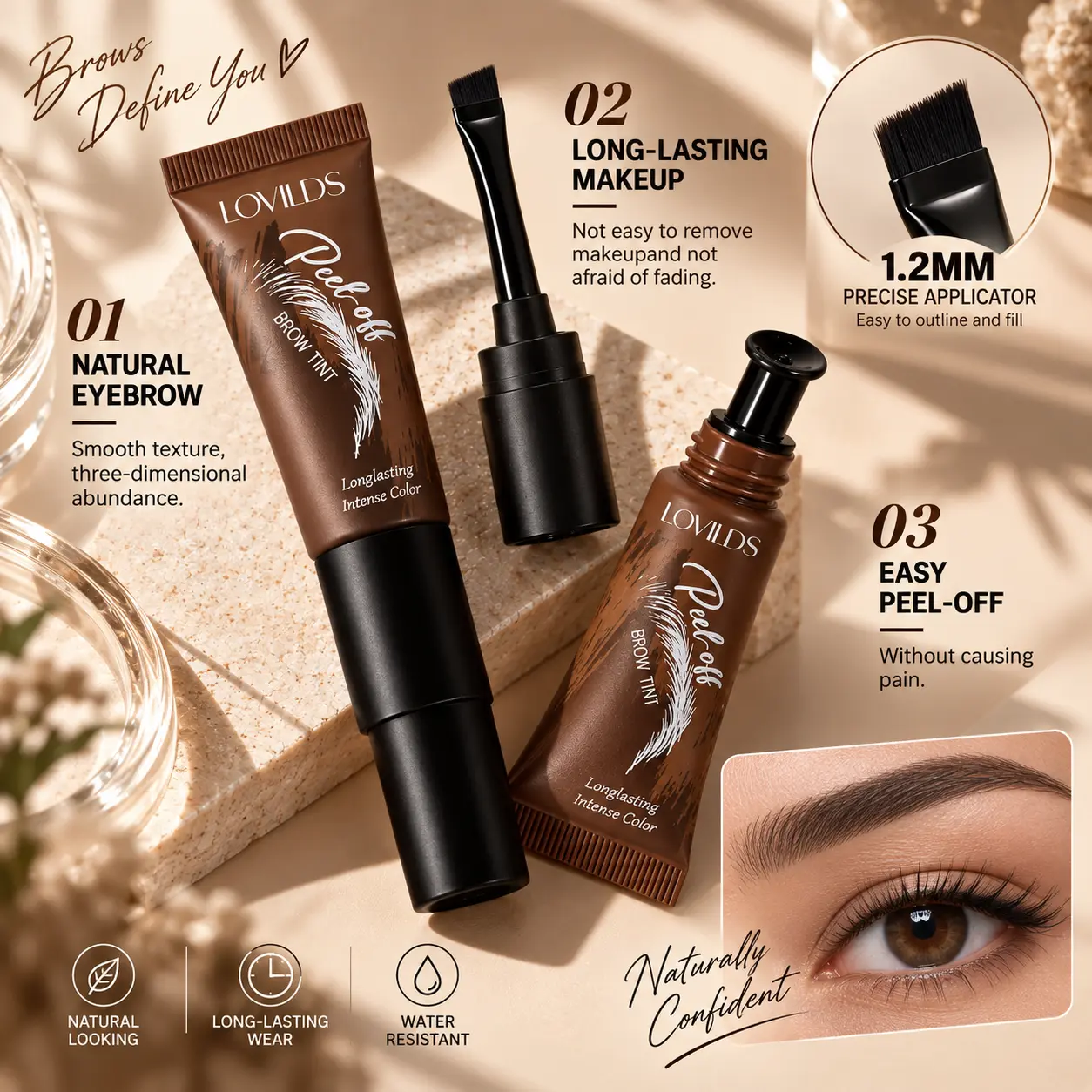 LOVILDS® Peel-Off Brow Tint – Long-Wear Waterproof Eyebrow Gel