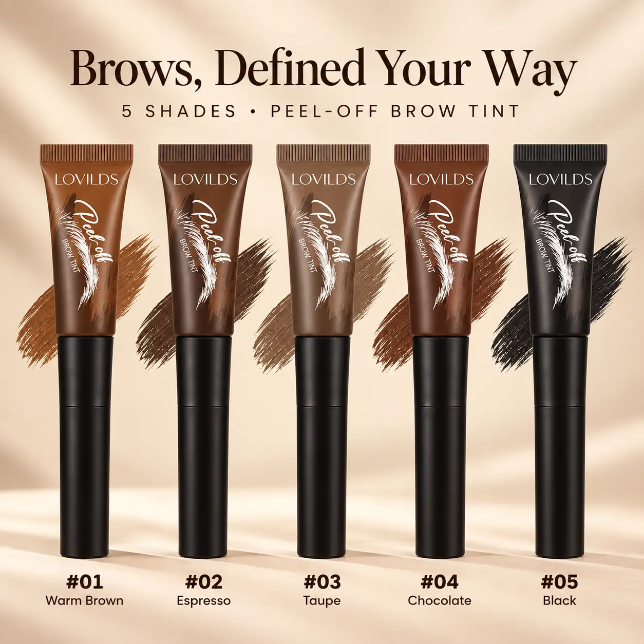 LOVILDS® Peel-Off Brow Tint – Long-Wear Waterproof Eyebrow Gel
